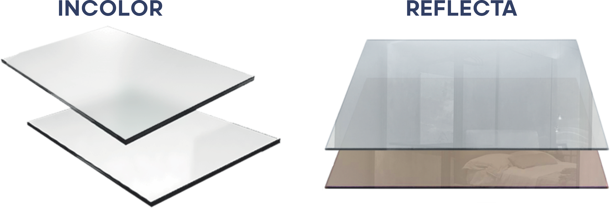 Vidros incolores e Reflecta